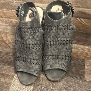 Fergalicious Gray Sandals with Woven Design